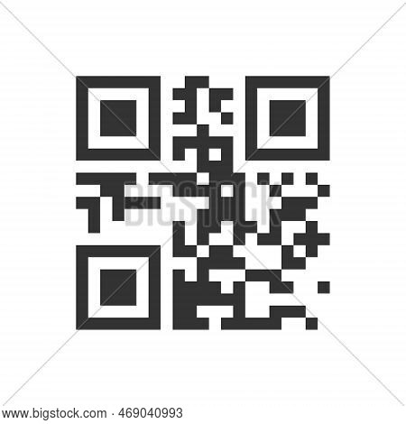 Qr Code Icon. Template Of Quick Responce Barcode For Scanning By Smartphone. Digital Label With Iden