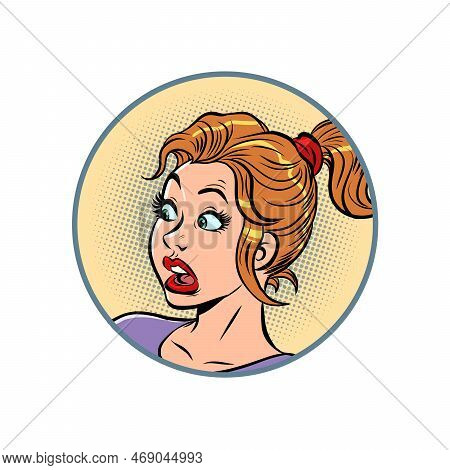 Surprised Frightened Woman. Bad News, Information. Human Emotions