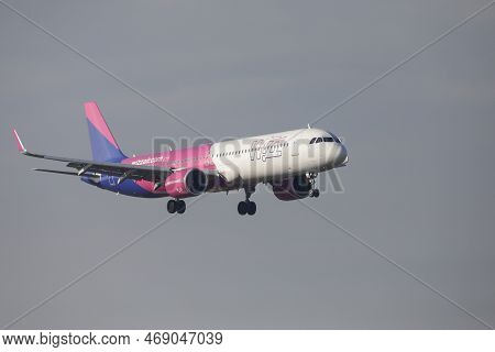 Otopeni, Romania - January 17, 2023: Wizzair Airline Plane Landing At The Henri Coanda International