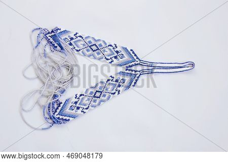 Geometric Pattern On The Gerdan Ornament, Ukrainian Beaded Ornament, Amulet.