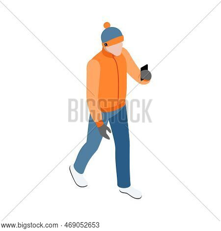 Wearable Technology Clothes Isometric Icon With Man Wearing Smart Hat Vector Illustration
