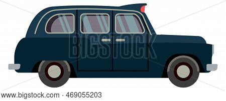 Black Cab Icon. Cartoon Car. Passenger Auto