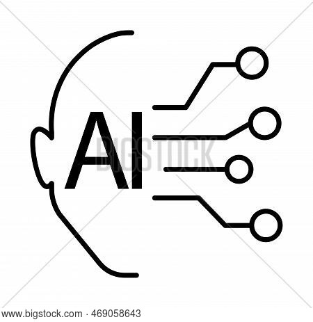 Ai, Artificial, Artificial Intelligence Vector Icon On Transparent Background. Outline Ai, Artificia