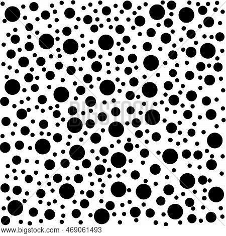 Abstract Background With Black And White Circles. Seamless Pattern. Color Black Seamless Retro Polka