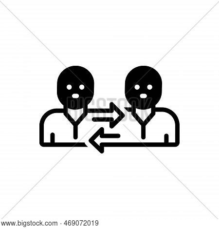 Black Solid Icon For Interact People Student Opposite Direction Interrelate Interchange Related Corr