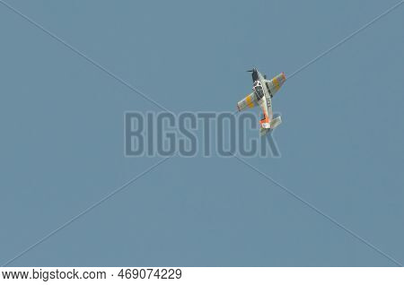 Nakhon Pathom, Thailand - January 14, 2023 : Stunt Flying, The Performance Of Aerial Feats Requiring