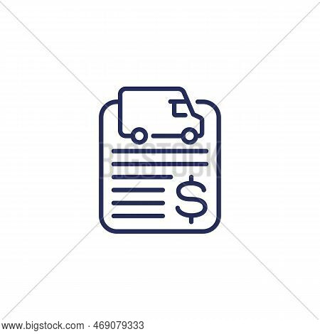 Transportation Costs Line Icon With A Van