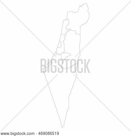 Israel Political Map Of Administrative Divisions - Districts, Gaza Strip And Judea And Samaria Area.