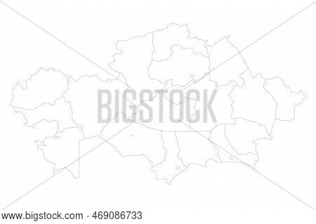 Kazakhstan Political Map Of Administrative Divisions - Regions And Cities With Region Rights And Cit