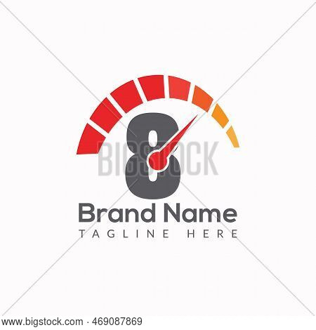 Speed Logo On Letter 8 Template. Speed On 8 Letter, Initial Speed Sign Concept
