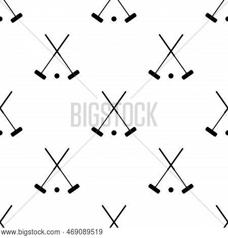 Black Image The Hammers And Ball. Hammers And The Ball Croquet On A White Background. Sign Croquet S