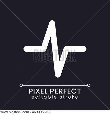 Heartbeat Animation Effect Pixel Perfect White Linear Ui Icon For Dark Theme. Video Editing Feature.