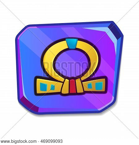 Cartoon Stone Board Or Blank Clay Tablet With Shen Ring Egyptian Symbol. Culture Religious Gold Circ