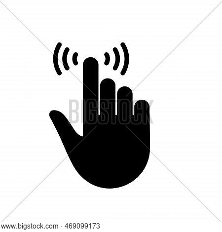 Cursor Hand Computer Mouse Silhouette Icon. Pointer Finger Black Glyph Pictogram. Click Press Double