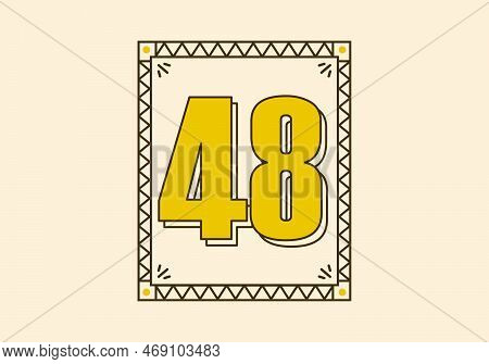 Retro Rectangle Frame With Number Fourty Eight On It