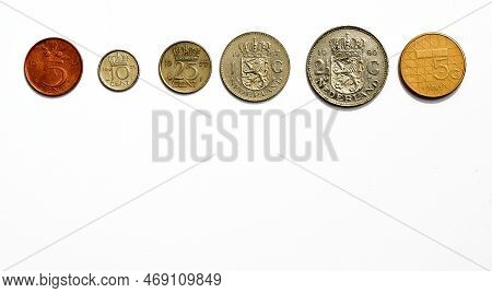 Den Helder, Netherlands. January 2023. A Stack Of Euro Coins, Isolated On A White Background. High Q