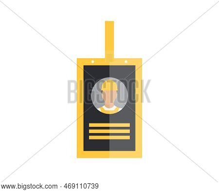 Id Card Badge Construction Worker, Identification Card Sign Logo Design. Pass With Photo And Informa