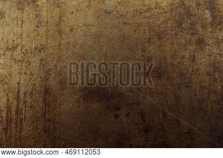 Dark Abstract Background With Scuffs And Scratches. Metal Texture With Rust