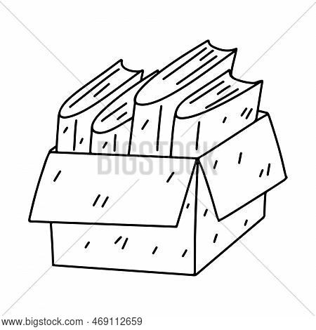 Box With Books Inside In Hand Drawn Doodle Style. Bookcrossing Concept Vector Illustration. Free Boo