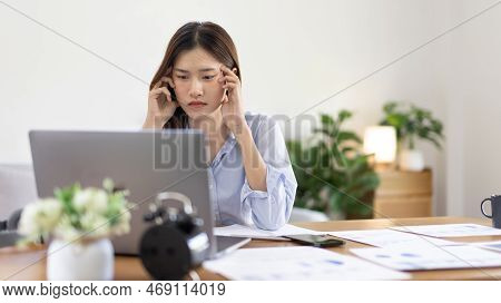 Young woman stressed or worried about doing a wrong job, Despair or disappointment, Sad feeling, Suf