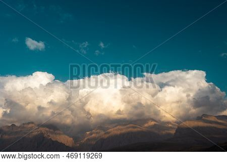 Aladaglar National Park. Cloudy Mountain Landscape. Glacial Mountains, Hills. Transmountain Trips. T