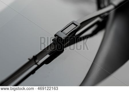 Modern Car Windscreen Wiper. Windshield Wiper. Closeup Of Car Windshield Wiper.