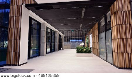 Warsaw, Poland. 19 January 2023. The Interior Of The Forest Office Building In The Evening. Forest  