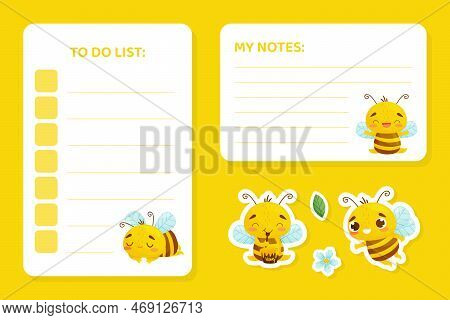 Cute Honey Bee Notes Vector & Photo (Free Trial) | Bigstock