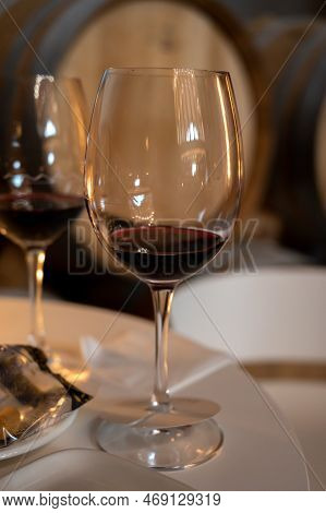Tasting Of Rioja Wines, Visit Of Winery Cellars With French Or American Oak Barrels With Agening Red