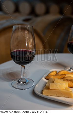 Tasting Of Rioja Wines, Visit Of Winery Cellars With French Or American Oak Barrels With Agening Red