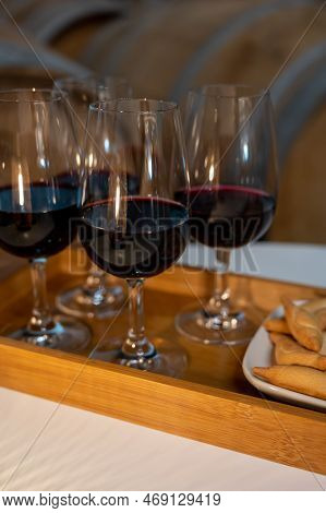 Tasting Of Rioja Wines, Visit Of Winery Cellars With French Or American Oak Barrels With Agening Red
