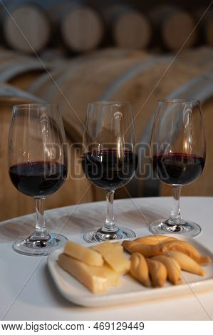 Tasting Of Rioja Wines, Visit Of Winery Cellars With French Or American Oak Barrels With Agening Red