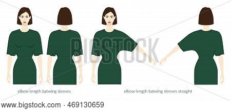 Batwing Sleeves Elbow Length Clothes Character Beautiful Lady In Emerald Top, Shirt, Dress Technical