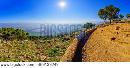 Ramot Naftali, Israel - January 18, 2023: Panoramic View Of An Observation Point, And Landscape Of T