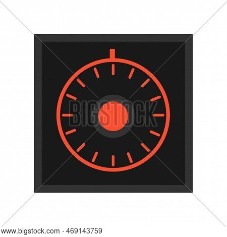 Red And Black Knob For Control Panel Vector Illustration. Retro Control Console Knob Or Terminal Ele
