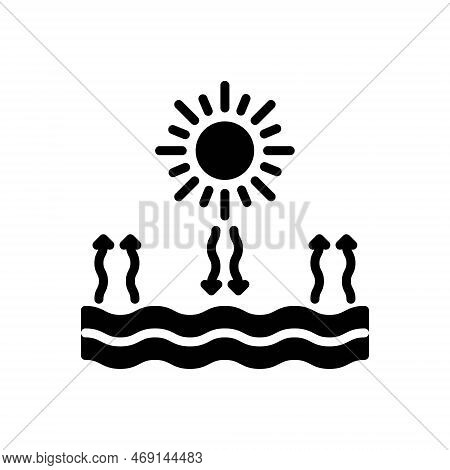 Black Solid Icon For Heat Sun Bright Morning Fire Shiny Sunrise Summer High-temprature Sea Ray Evapo