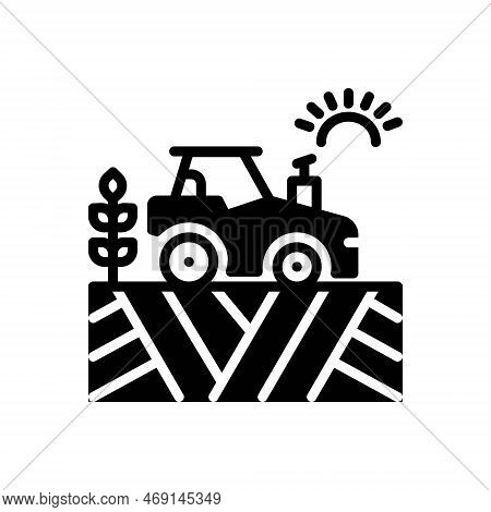 Black Solid Icon For Agricultural Farm Agrarian Rural Predial Sun Leaf Harvester Agricultural Tracto