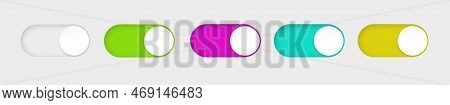 On And Off Toggle Switch Buttons. Material Design Switch Buttons Set. Vector