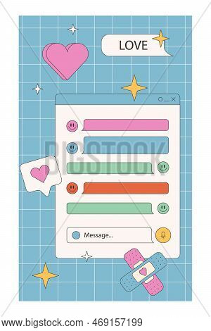 Cute Nostalgic 90s Retro Vaporwave Post And Story Template. Social Media Stories And Posts With Old 