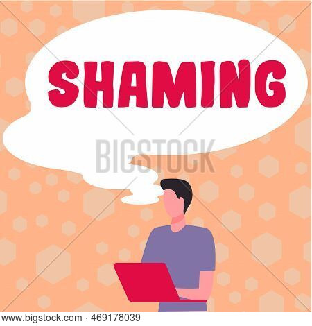 Handwriting Text Shaming. Internet Concept Subjecting Someone To Disgrace, Humiliation, Or Disrepute