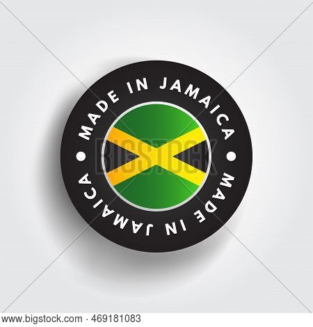 Made In Jamaica Text Emblem Badge, Concept Background