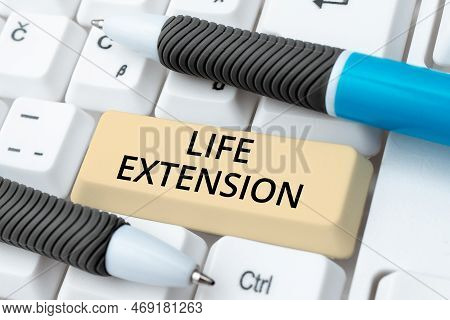Handwriting Text Life Extension. Business Overview Able To Continue Working For Longer Than Others O