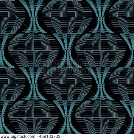 Waves Seamless Pattern. Modern Ornamental Wavy Lines Background. Trendy Geometric Patterned Backdrop