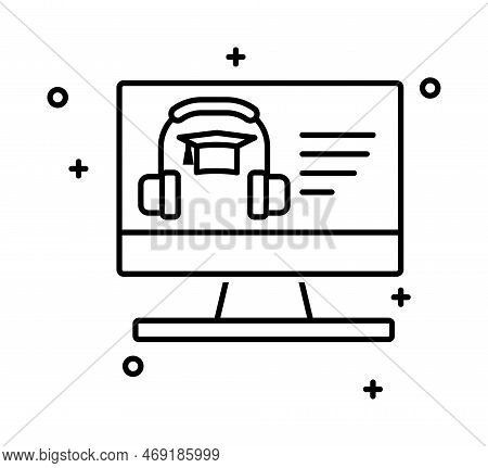Elearning Vector Icon On Transparent Background. Outline Elearning Vector Icon
