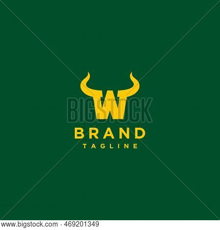Letter W With Horn Logo Design. Bold Letter W Logo Design With Horn Accent On It.
