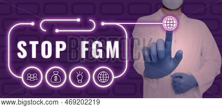 Text Sign Showing Stop Fgm. Business Idea Put An End On Female Genital Cutting And Female Circumcisi