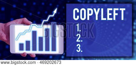 Writing Displaying Text Copyleft. Word For The Right To Freely Use, Modify, Copy, And Share Software