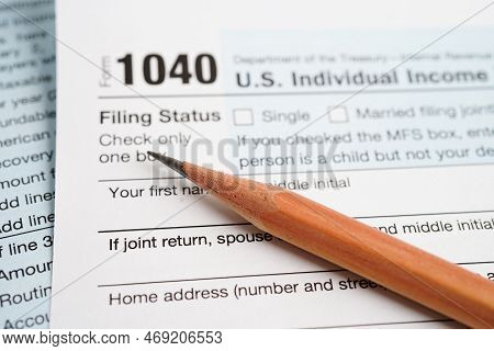 Tax Form 1040 U.s. Individual Income Tax Return, Business Finance Concept.