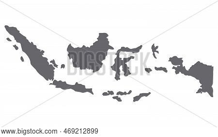 Map Of Indonesia. From Sabang To Merauke. Simple Flat Gray Icon On White Background. Indonesia Count