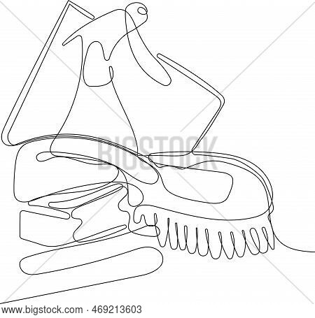Continuous One Line Drawing Of Bottles For Liquid Laundry Detergent, Bleach, Fabric Softener, Dishwa
